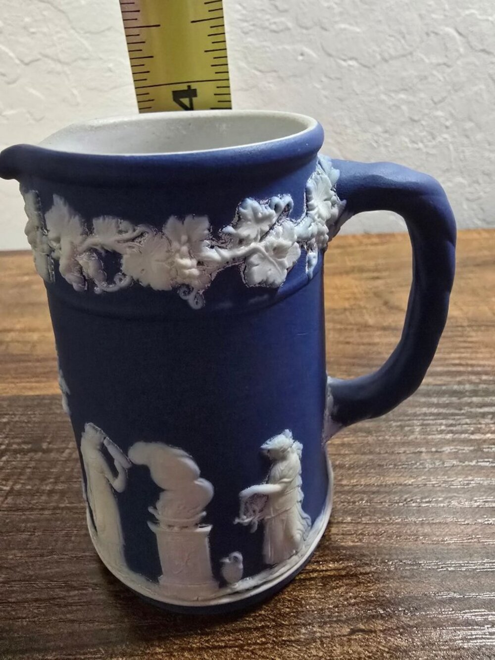 Antique Wedgwood Cobalt Blue & White Jasperware Pitcher With Greek Revival READ - Picture 9 of 10